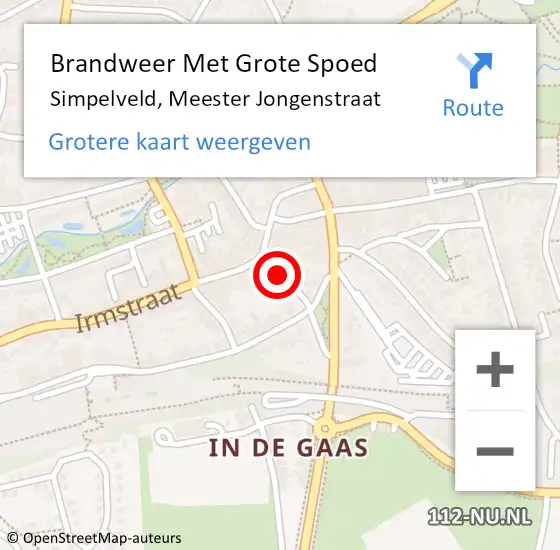 Locatie op kaart van de 112 melding: Brandweer Met Grote Spoed Naar Simpelveld, Meester Jongenstraat op 24 september 2021 12:40