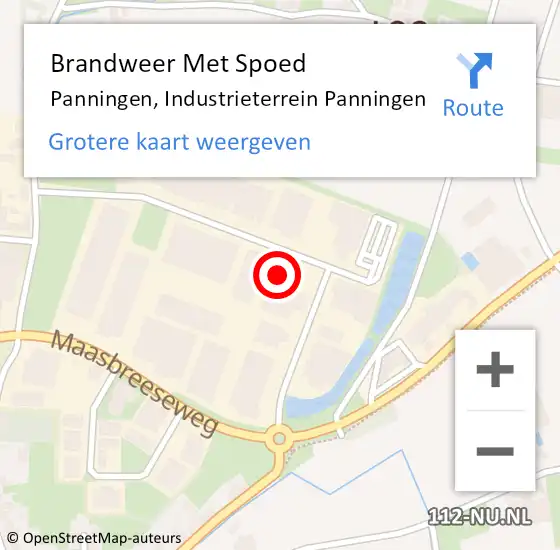 Locatie op kaart van de 112 melding: Brandweer Met Spoed Naar Panningen, Industrieterrein Panningen op 24 september 2021 12:42