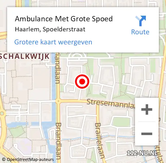 Locatie op kaart van de 112 melding: Ambulance Met Grote Spoed Naar Haarlem, Spoelderstraat op 24 september 2021 12:44