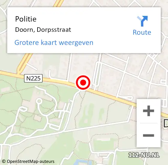 Locatie op kaart van de 112 melding: Politie Doorn, Dorpsstraat op 24 september 2021 13:04