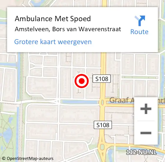 Locatie op kaart van de 112 melding: Ambulance Met Spoed Naar Amstelveen, Bors van Waverenstraat op 24 september 2021 13:10