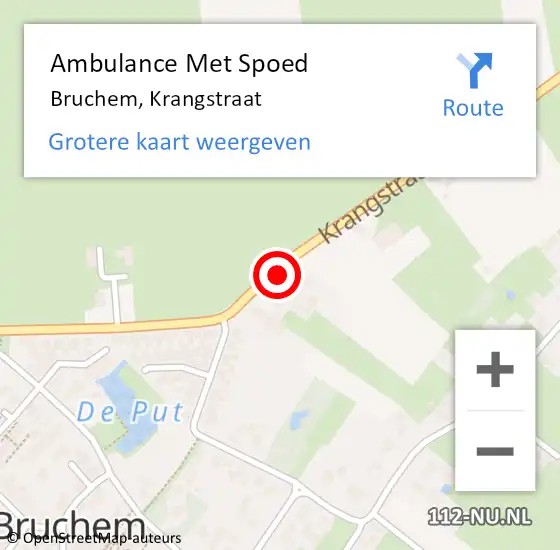 Locatie op kaart van de 112 melding: Ambulance Met Spoed Naar Bruchem, Krangstraat op 24 september 2021 13:16