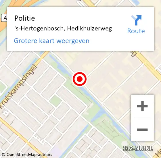 Locatie op kaart van de 112 melding: Politie 's-Hertogenbosch, Hedikhuizerweg op 24 september 2021 13:31