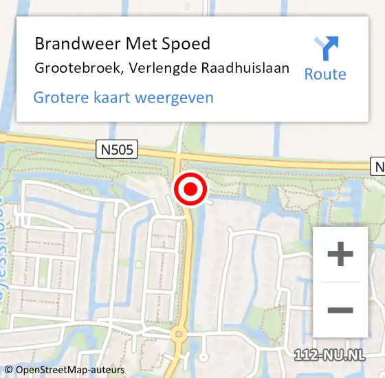 Locatie op kaart van de 112 melding: Brandweer Met Spoed Naar Grootebroek, Verlengde Raadhuislaan op 24 september 2021 13:35