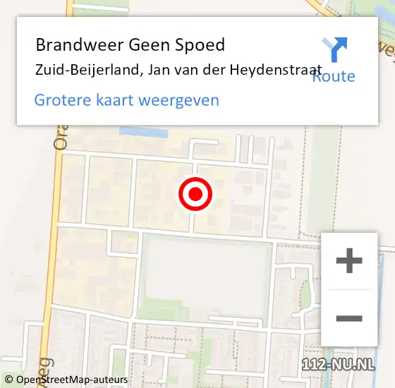 Locatie op kaart van de 112 melding: Brandweer Geen Spoed Naar Zuid-Beijerland, Jan van der Heydenstraat op 24 september 2021 13:39