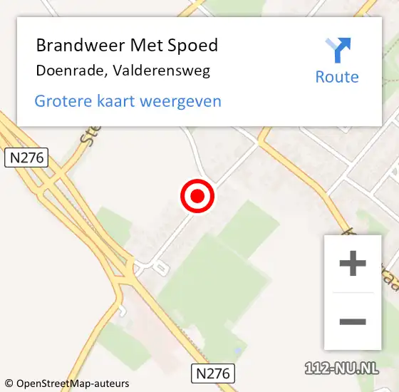 Locatie op kaart van de 112 melding: Brandweer Met Spoed Naar Doenrade, Valderensweg op 24 september 2021 14:12