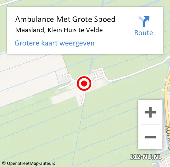 Locatie op kaart van de 112 melding: Ambulance Met Grote Spoed Naar Maasland, Klein Huis te Velde op 24 september 2021 14:19