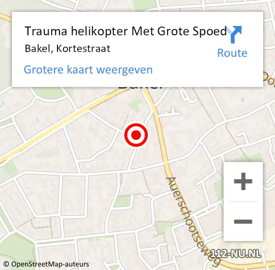Locatie op kaart van de 112 melding: Trauma helikopter Met Grote Spoed Naar Bakel, Kortestraat op 24 september 2021 14:34