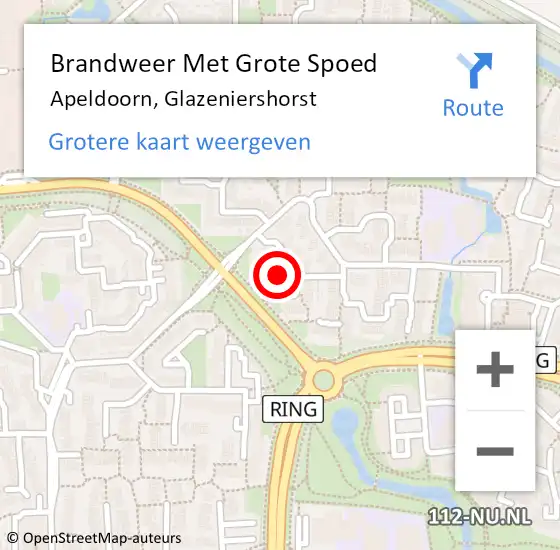 Locatie op kaart van de 112 melding: Brandweer Met Grote Spoed Naar Apeldoorn, Glazeniershorst op 24 september 2021 14:45