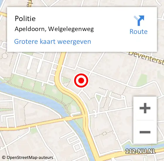 Locatie op kaart van de 112 melding: Politie Apeldoorn, Welgelegenweg op 24 september 2021 14:58