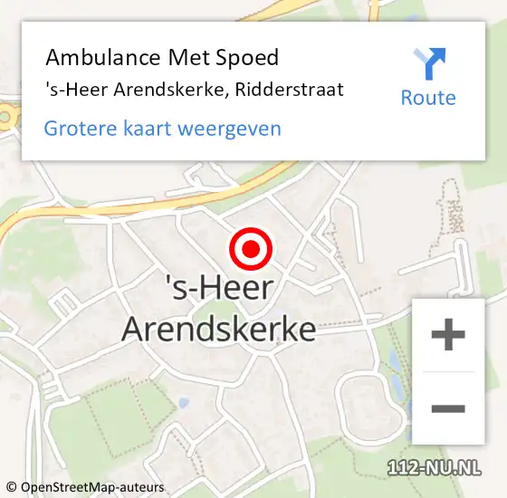 Locatie op kaart van de 112 melding: Ambulance Met Spoed Naar 's-Heer Arendskerke, Ridderstraat op 23 juni 2014 22:40