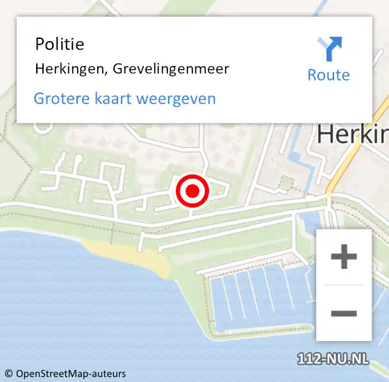 Locatie op kaart van de 112 melding: Politie Herkingen, Grevelingenmeer op 24 september 2021 15:03