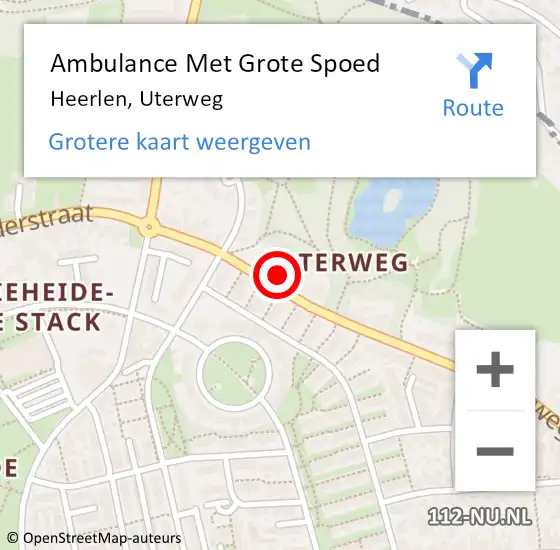 Locatie op kaart van de 112 melding: Ambulance Met Grote Spoed Naar Heerlen, Uterweg op 24 september 2021 15:05