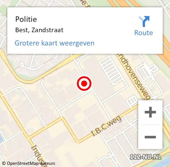 Locatie op kaart van de 112 melding: Politie Best, Zandstraat op 24 september 2021 16:01