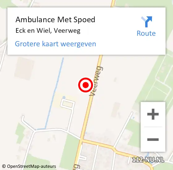 Locatie op kaart van de 112 melding: Ambulance Met Spoed Naar Eck en Wiel, Veerweg op 24 september 2021 16:09