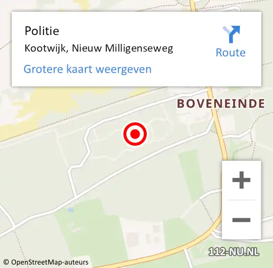Locatie op kaart van de 112 melding: Politie Kootwijk, Nieuw Milligenseweg op 24 september 2021 16:20