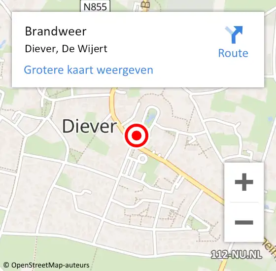 Locatie op kaart van de 112 melding: Brandweer Diever, De Wijert op 23 juni 2014 22:58