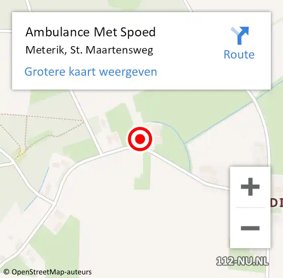 Locatie op kaart van de 112 melding: Ambulance Met Spoed Naar Meterik, St. Maartensweg op 23 juni 2014 22:59