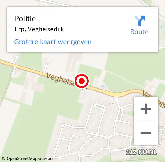 Locatie op kaart van de 112 melding: Politie Erp, Veghelsedijk op 24 september 2021 16:49