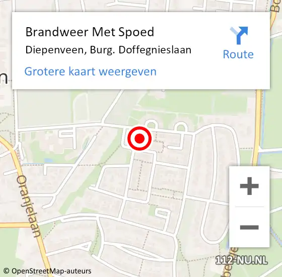 Locatie op kaart van de 112 melding: Brandweer Met Spoed Naar Diepenveen, Burg. Doffegnieslaan op 24 september 2021 16:51