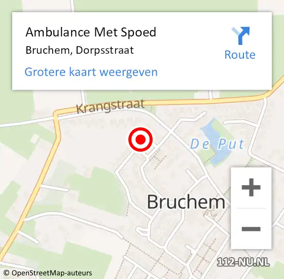 Locatie op kaart van de 112 melding: Ambulance Met Spoed Naar Bruchem, Dorpsstraat op 24 september 2021 16:51