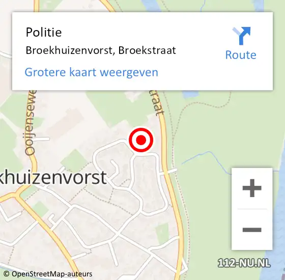 Locatie op kaart van de 112 melding: Politie Broekhuizenvorst, Broekstraat op 24 september 2021 16:56