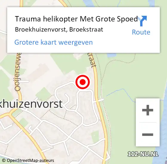 Locatie op kaart van de 112 melding: Trauma helikopter Met Grote Spoed Naar Broekhuizenvorst, Broekstraat op 24 september 2021 16:57