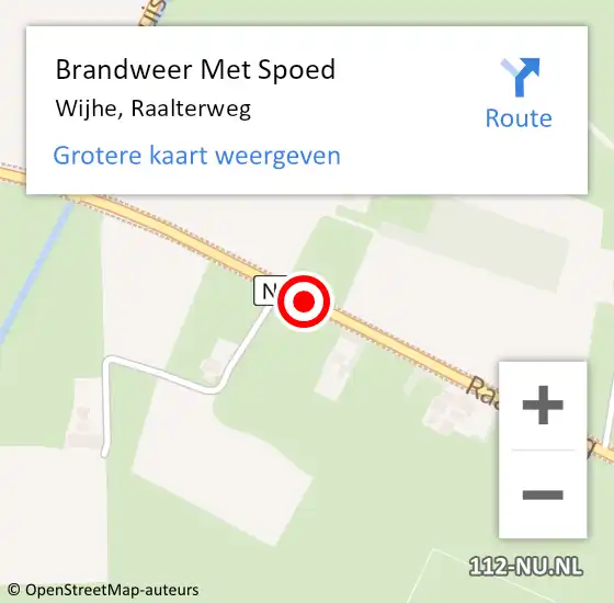 Locatie op kaart van de 112 melding: Brandweer Met Spoed Naar Wijhe, Raalterweg op 24 september 2021 16:58