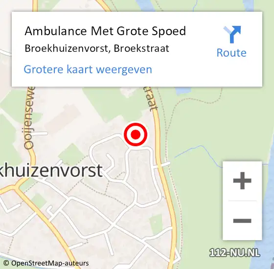 Locatie op kaart van de 112 melding: Ambulance Met Grote Spoed Naar Broekhuizenvorst, Broekstraat op 24 september 2021 16:58
