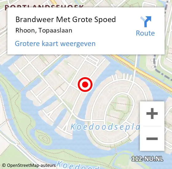 Locatie op kaart van de 112 melding: Brandweer Met Grote Spoed Naar Rhoon, Topaaslaan op 24 september 2021 17:09