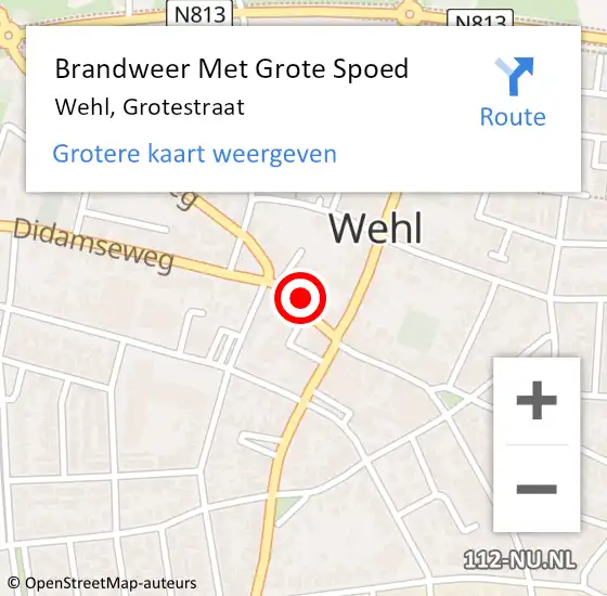 Locatie op kaart van de 112 melding: Brandweer Met Grote Spoed Naar Wehl, Grotestraat op 24 september 2021 17:16