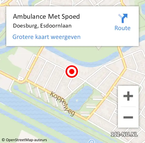 Locatie op kaart van de 112 melding: Ambulance Met Spoed Naar Doesburg, Esdoornlaan op 24 september 2021 17:24