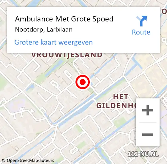 Locatie op kaart van de 112 melding: Ambulance Met Grote Spoed Naar Nootdorp, Larixlaan op 24 september 2021 17:27