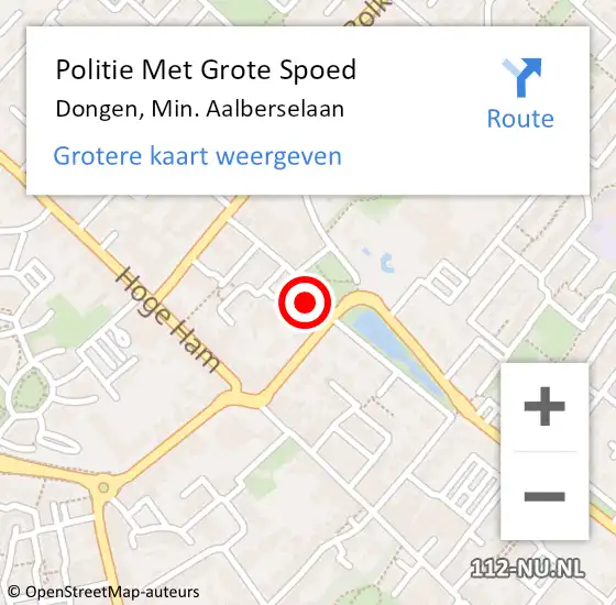 Locatie op kaart van de 112 melding: Politie Met Grote Spoed Naar Dongen, Min. Aalberselaan op 24 september 2021 17:30