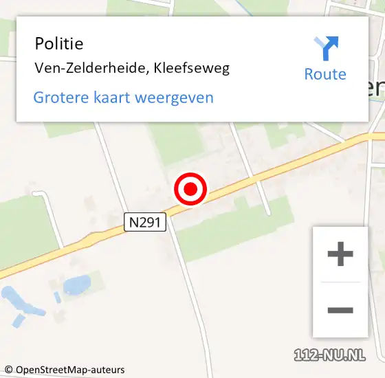 Locatie op kaart van de 112 melding: Politie Ven-Zelderheide, Kleefseweg op 24 september 2021 17:40