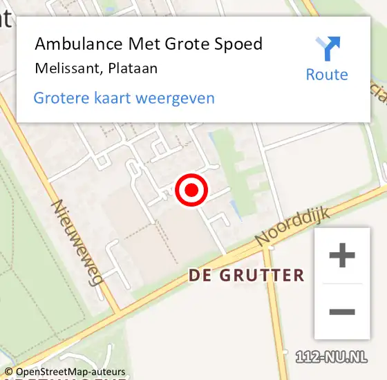 Locatie op kaart van de 112 melding: Ambulance Met Grote Spoed Naar Melissant, Plataan op 24 september 2021 18:01