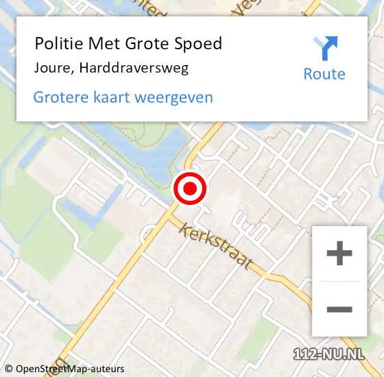 Locatie op kaart van de 112 melding: Politie Met Grote Spoed Naar Joure, Harddraversweg op 24 september 2021 18:27