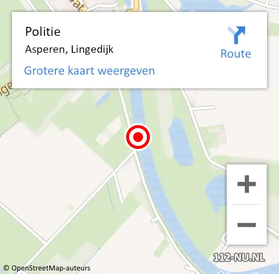 Locatie op kaart van de 112 melding: Politie Asperen, Lingedijk op 24 september 2021 18:43