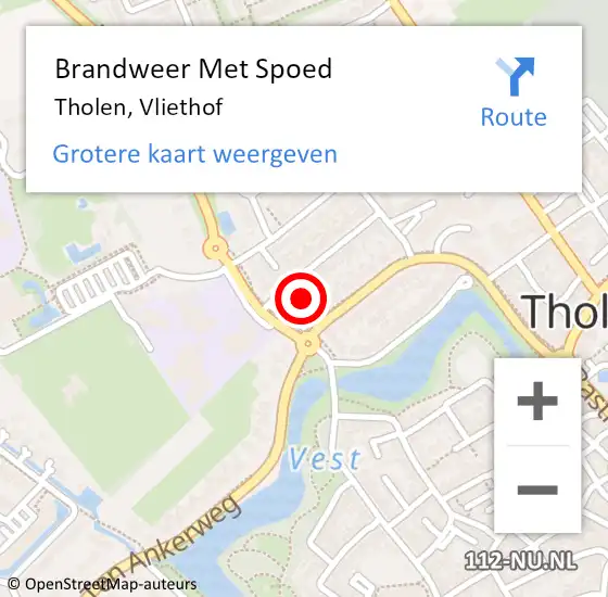 Locatie op kaart van de 112 melding: Brandweer Met Spoed Naar Tholen, Vliethof op 24 september 2021 19:01