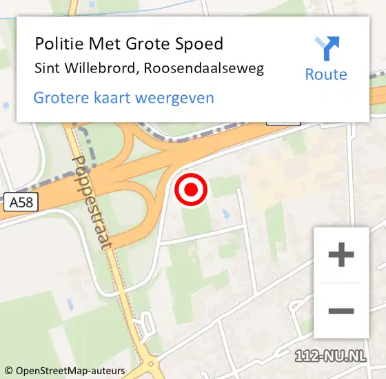 Locatie op kaart van de 112 melding: Politie Met Grote Spoed Naar Sint Willebrord, Roosendaalseweg op 24 september 2021 19:09