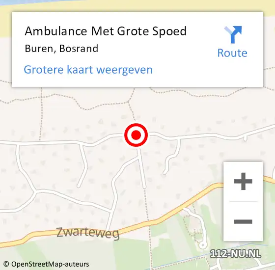 Locatie op kaart van de 112 melding: Ambulance Met Grote Spoed Naar Buren, Bosrand op 23 juni 2014 23:21