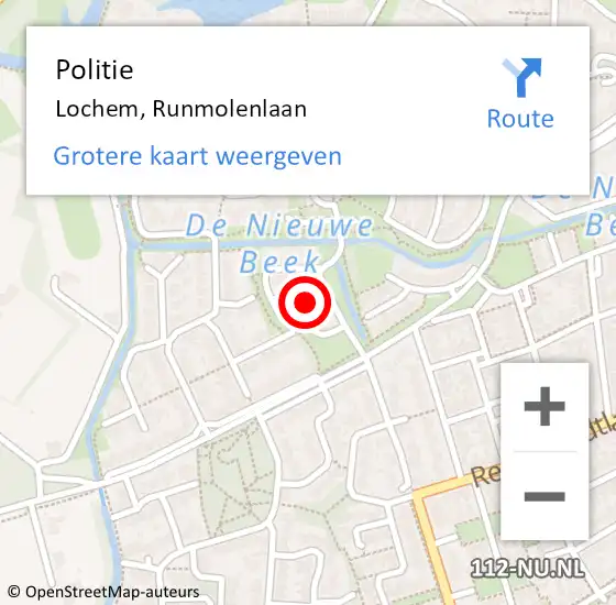 Locatie op kaart van de 112 melding: Politie Lochem, Runmolenlaan op 24 september 2021 19:45