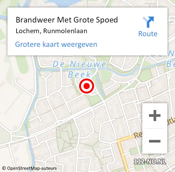 Locatie op kaart van de 112 melding: Brandweer Met Grote Spoed Naar Lochem, Runmolenlaan op 24 september 2021 19:45