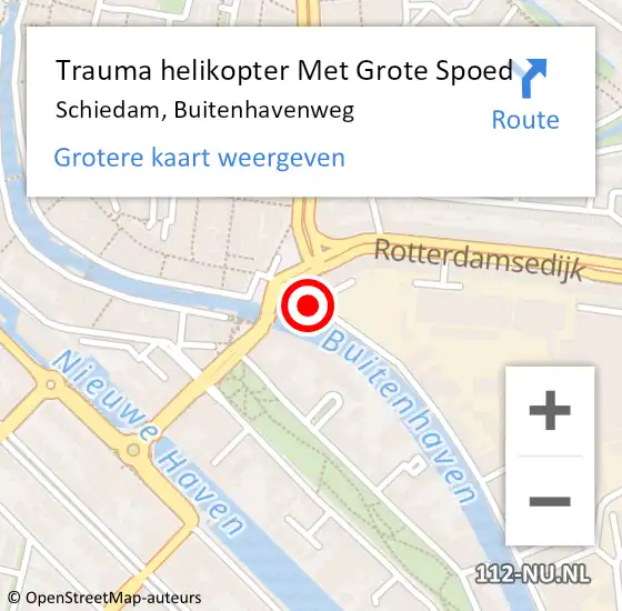 Locatie op kaart van de 112 melding: Trauma helikopter Met Grote Spoed Naar Schiedam, Buitenhavenweg op 24 september 2021 20:37