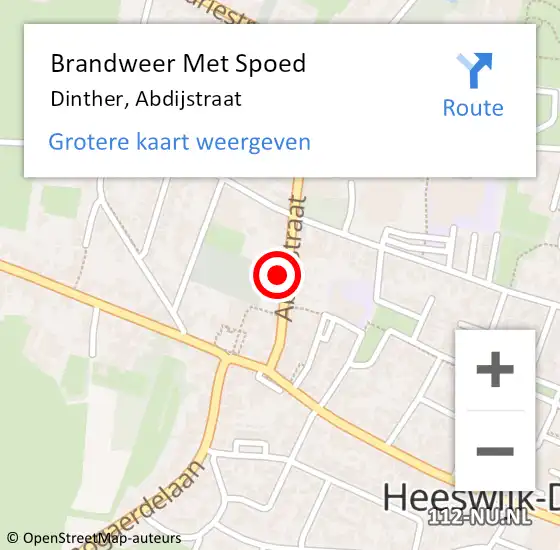 Locatie op kaart van de 112 melding: Brandweer Met Spoed Naar Dinther, Abdijstraat op 24 september 2021 20:44