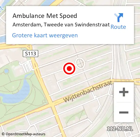Locatie op kaart van de 112 melding: Ambulance Met Spoed Naar Amsterdam, Tweede van Swindenstraat op 24 september 2021 20:51