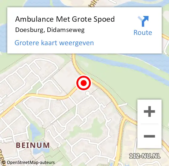 Locatie op kaart van de 112 melding: Ambulance Met Grote Spoed Naar Doesburg, Didamseweg op 24 september 2021 20:54