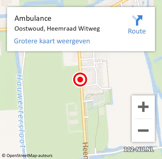 Locatie op kaart van de 112 melding: Ambulance Oostwoud, Heemraad Witweg op 24 september 2021 20:57