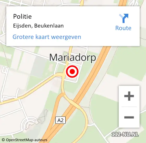 Locatie op kaart van de 112 melding: Politie Eijsden, Beukenlaan op 24 september 2021 21:00