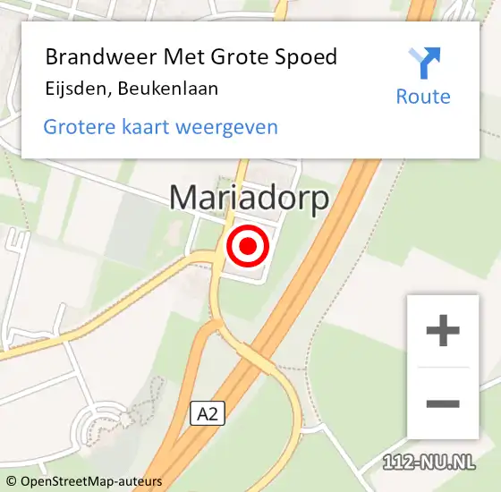 Locatie op kaart van de 112 melding: Brandweer Met Grote Spoed Naar Eijsden, Beukenlaan op 24 september 2021 21:00